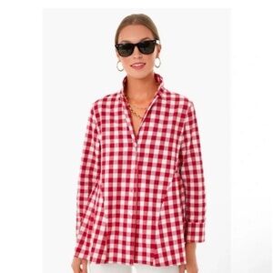 Tuckernuck Pomander Place Red Gingham Plaid Button Top 100% cotton
